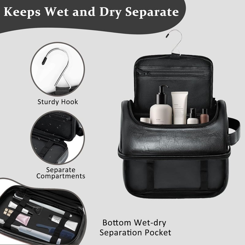 Aganmi Personalized Christmas Birthday Gifts Toiletry Bag for Men Dad Husband, Custom Initial PU Leather Waterproof Toiletry Organizer Dopp Kit Shaving Bag Travel Essential for Men, Black J - Image 5